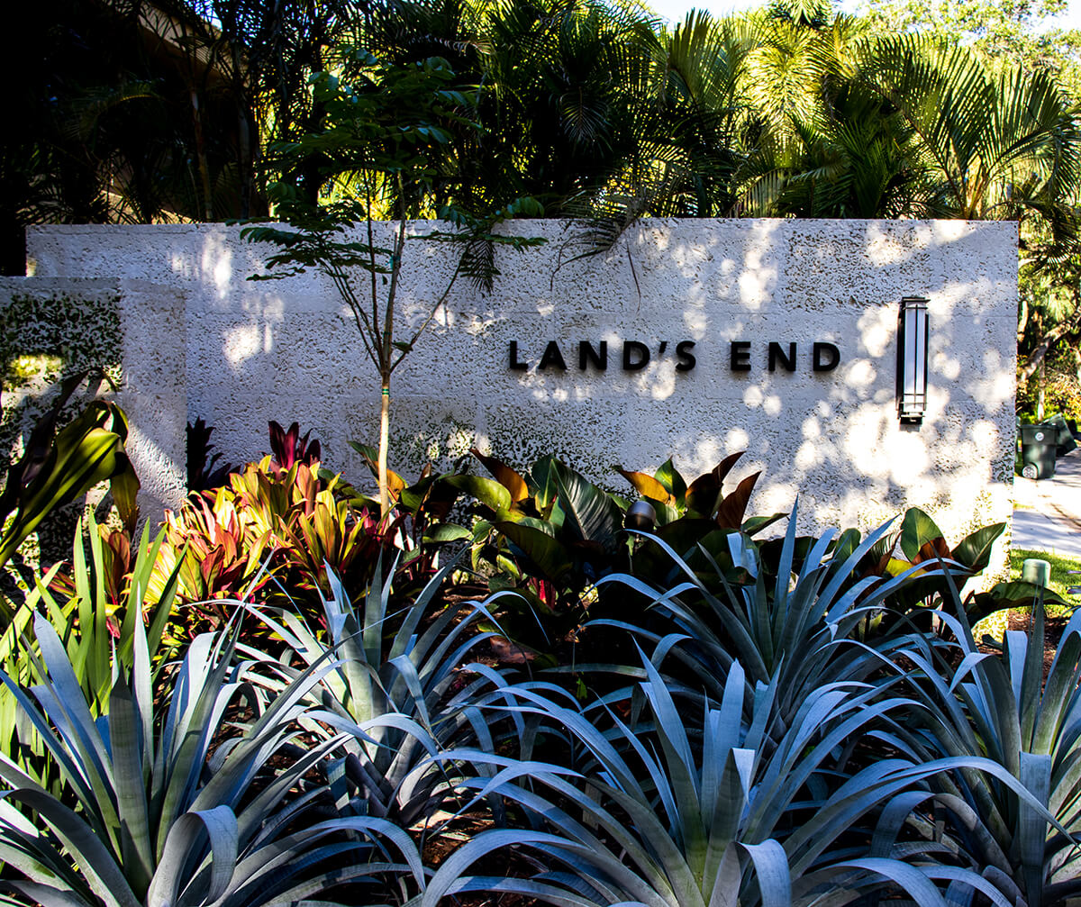 Lands End community entry wall in Boca Raton, Florida