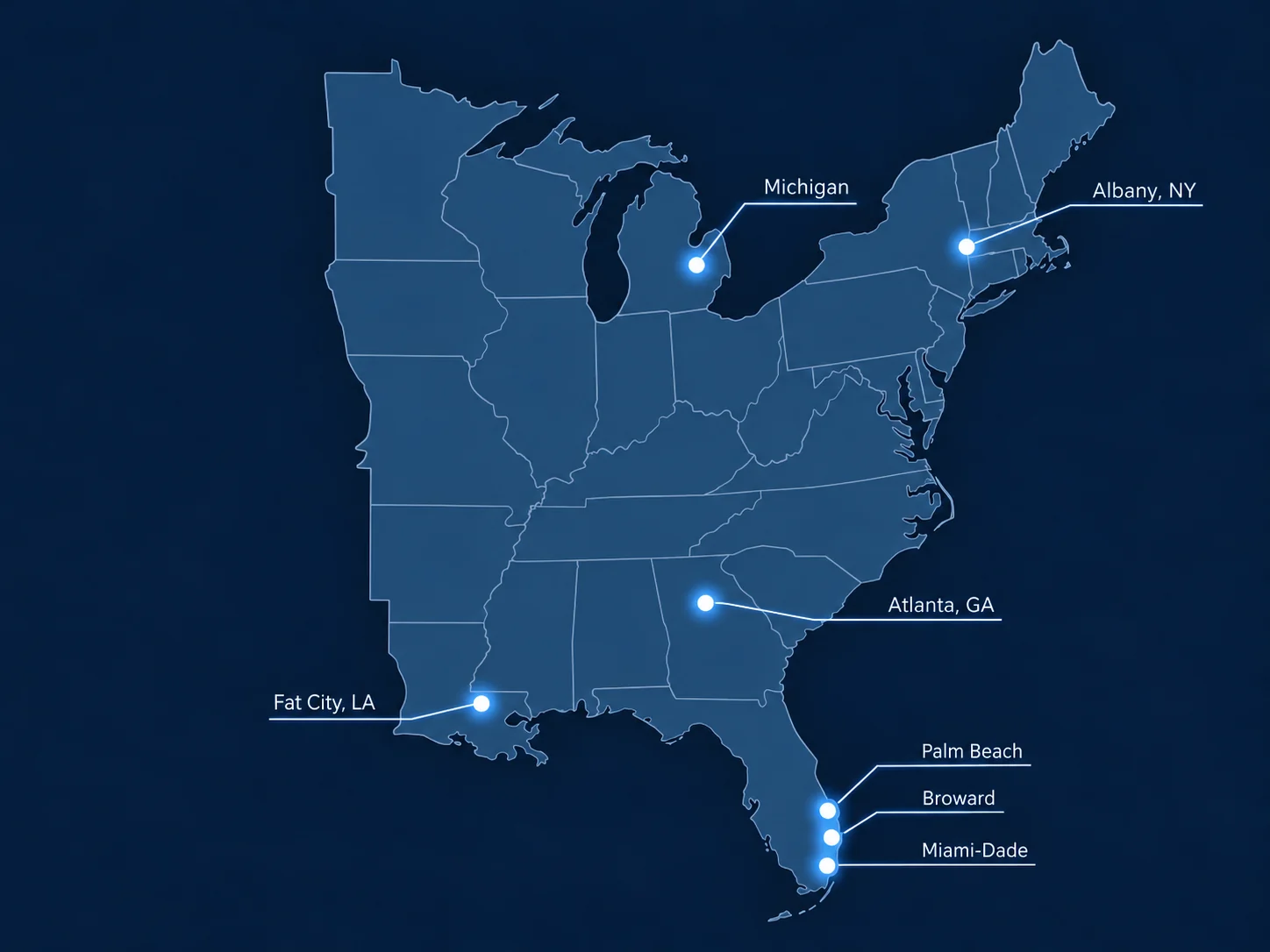 Map showing Danto Builders projects across Michigan and other markets