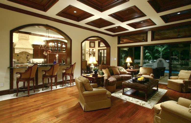 Royal Palm Yacht Club custom home living room and kitchen